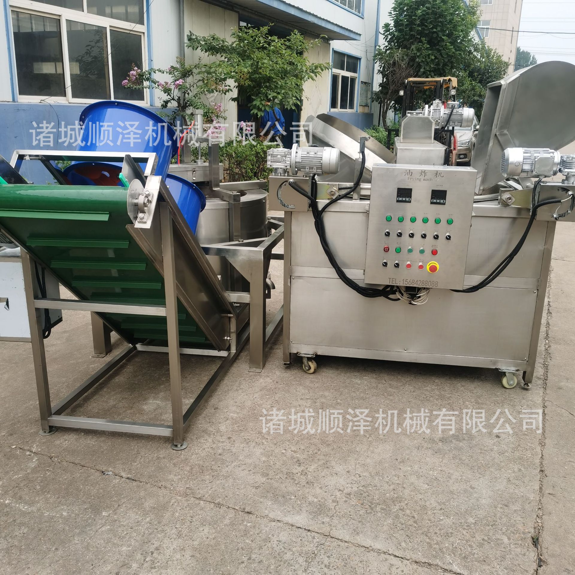 供应肉饼油炸机 全自动油水混合油炸机 自动控温油炸设备