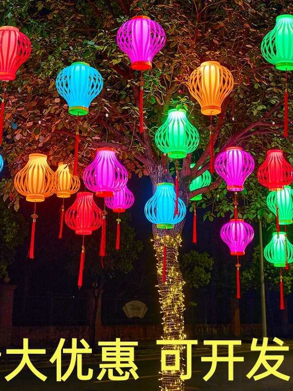 新款仿古红灯笼户外水过年气氛灯春节日装饰彩灯亮化挂树灯景观灯
