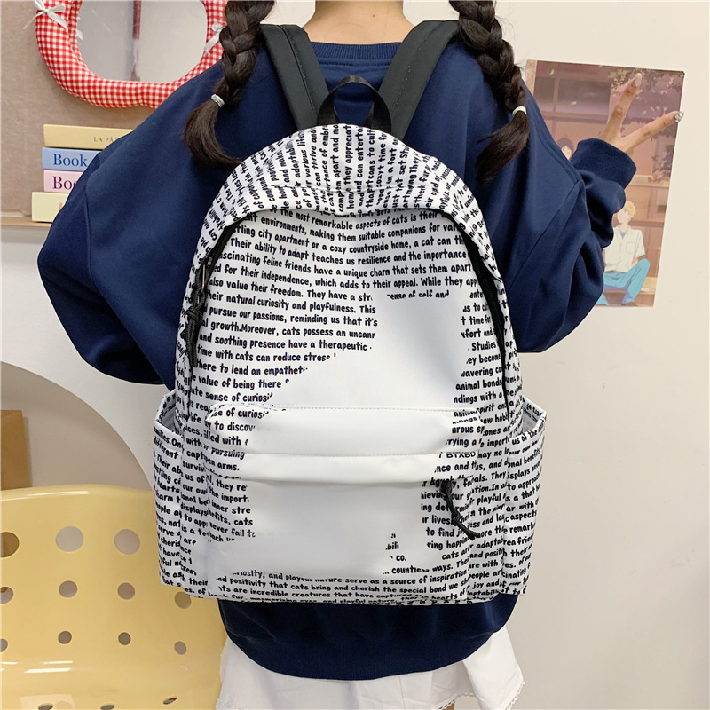 书包美式高颜值背包潮字母时尚休闲防泼水电脑包初高中学生双肩包|undefined