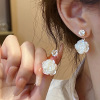 Small design advanced earrings with bow from pearl, mountain tea, trend of season, french style, Chanel style