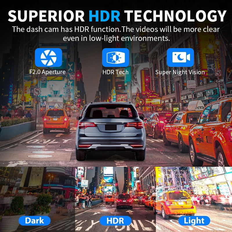 Cross-Border 2.45inch Camera Dashcam with High-Definition Triple Recording 1080+720+480, Parking Monitoring, Wide-Angle