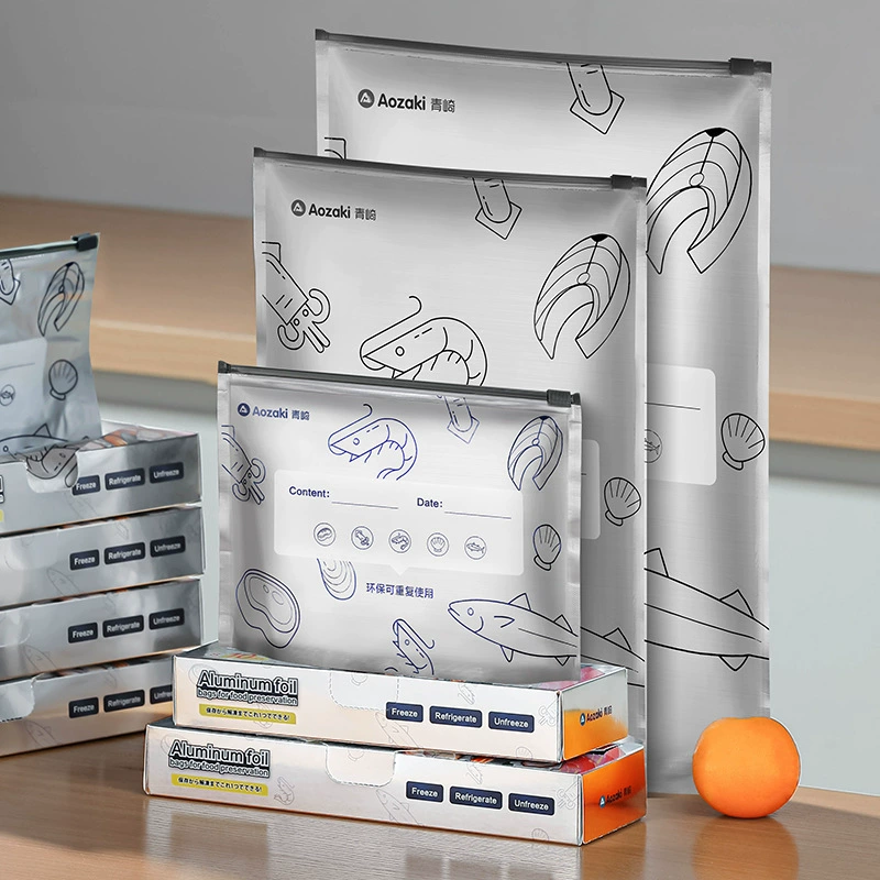 Aozaki алюминиевая фольга для хранения свежей уплотнительная молния уплотнительная сумка для пищевых антибактериальных дома холодильник для утолщения