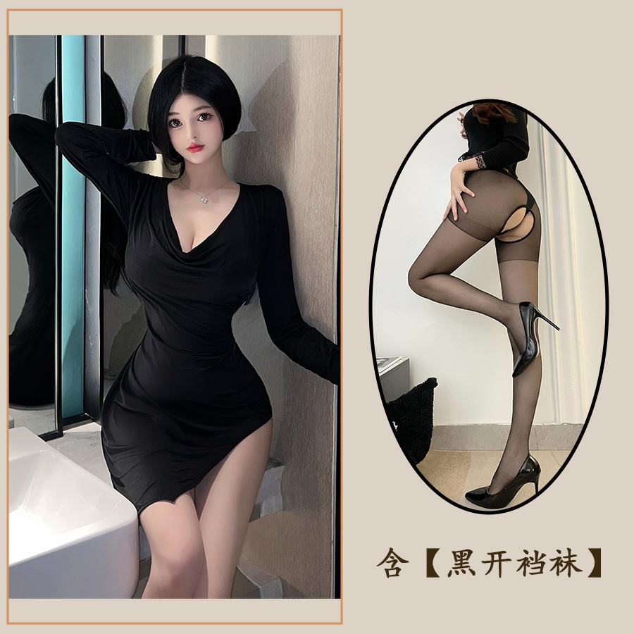 블랙 + 블랙 오픈 양말