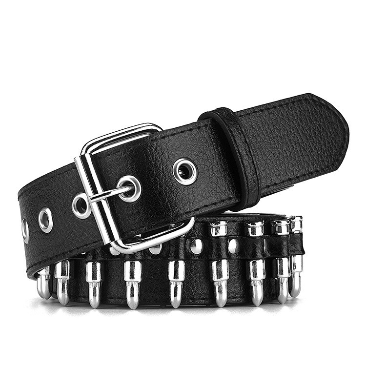 Cross-border New Fashion Bullet Rivet Belt Men's Gothic Punk Rock Y2K Belt Men's Women's Trouser Belt Cross-border New Fashion Bullet Rivet Belt Men's Gothic Punk Rock Y2K Belt Men's Women's Trouser Belt