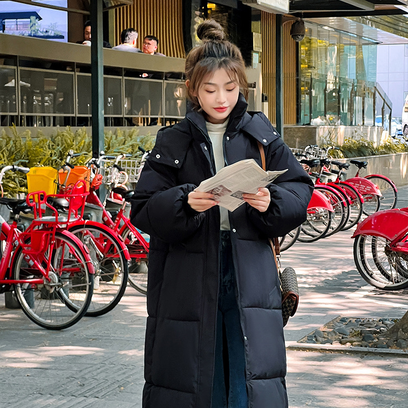 2024 nueva moda de invierno de algodón grueso chaqueta larga suelta chaqueta coreana chaqueta image 4