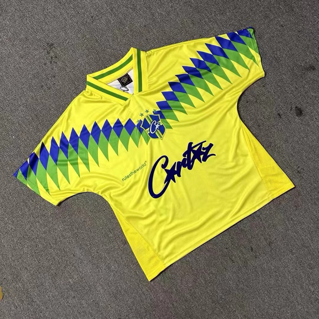 Marca de moda Corteiz nueva camiseta de baloncesto de color de contraste American Sports casual hombres y mujeres Camiseta de manga corta de gran tamaño verano