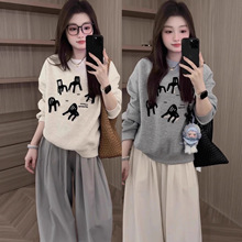 2025新款韩版秋冬款华棉刷毛刺绣卫衣女韩系ins风刺绣款时尚百搭