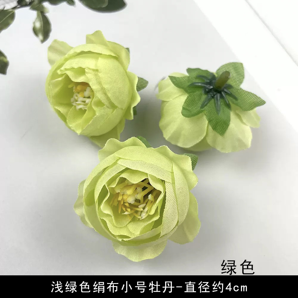 Simulación verde flor al por mayor flor falsa hecha a mano material pinza de flores accesorios de tocado de flor pequeña decoración del salón de bodas