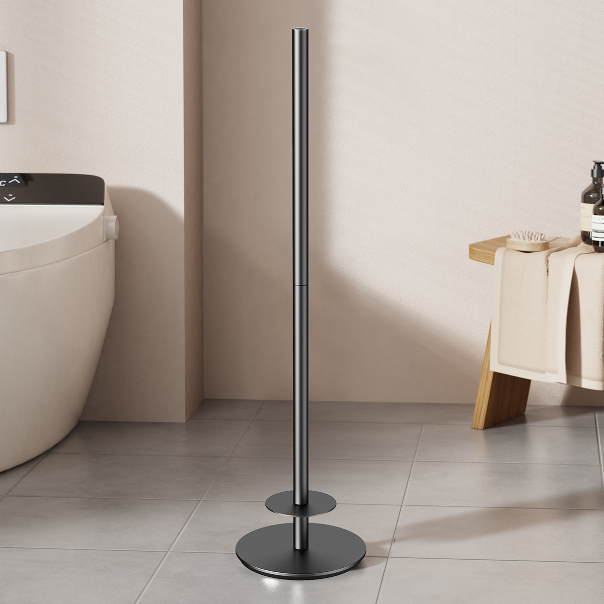 Estante de almacenamiento lateral de inodoro transfronterizo Estante de papel higiénico de baño Estante en rollo de papel de pie Estante de toallas de papel de piso de papel de baño