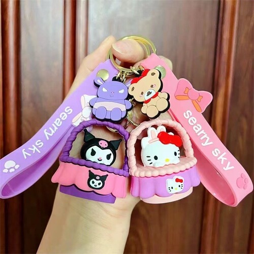 Creative cartoon cradle Sanrio keychain cute cradle Melody Coromi keychain unisex bag pendant