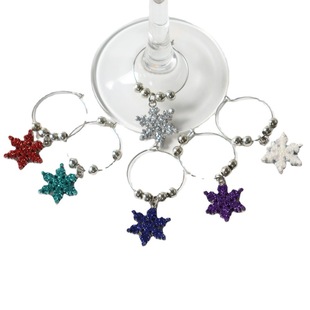 Cross-border supply new color snowflake Christmas series wine glass identifier wine cup ring party decoration