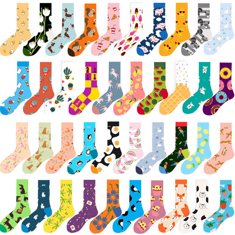 Amazon's New Autumn and Winter Women's Socks Animal Mid-Calf Socks Fruit Men's Socks Cute Trendy Socks Food Socks Funny Stockings