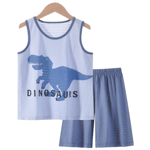 Children's suit summer thin bamboo cotton breathable girls' vest shorts two-piece set  new children's clothing