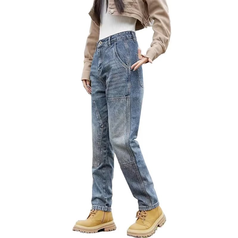 2024 otoño e invierno nuevo estilo azul claro pantalones vaqueros casuales de moda para hombres de pierna recta suelta tendencia pantalones de todo fósforo coreanos