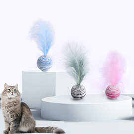 宠物用品工厂直销猫咪玩具球星空球羽毛弹力球耐啃咬自嗨猫咪玩具