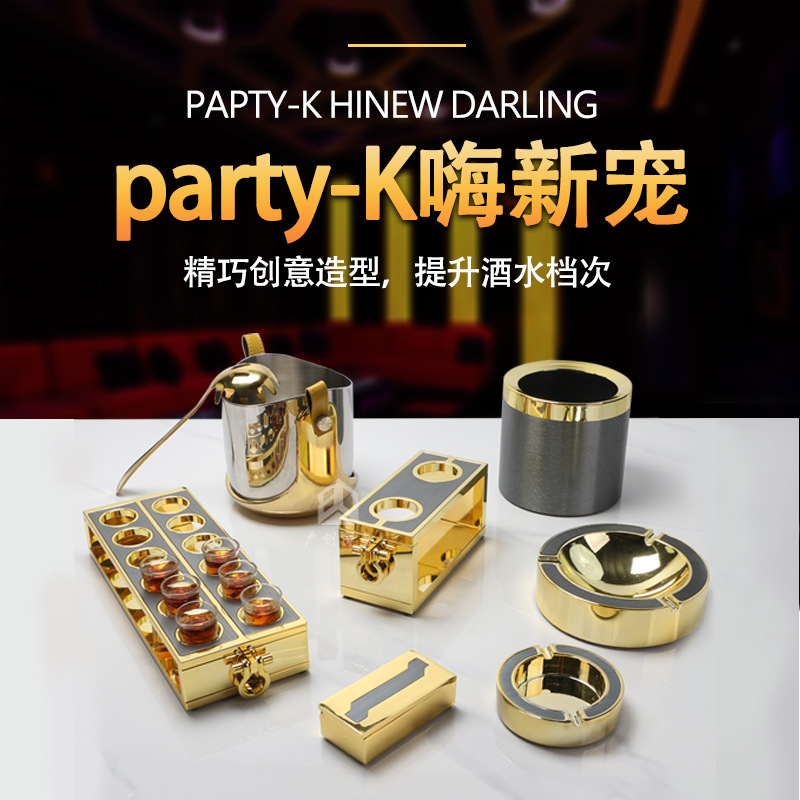 Cenizas doradas KTV suministros set de platos de frutas clube nocturno cenicero lujo ligero bar caja de toallas de fiesta de moda
