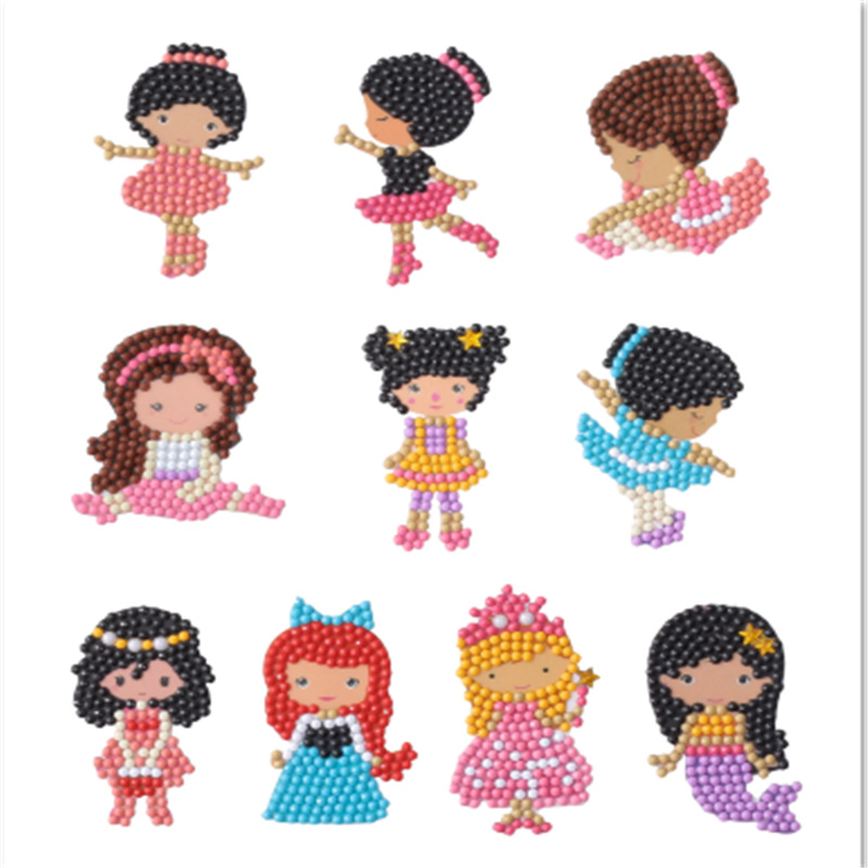 2024 nuevo estilo 5d princesa de dibujos animados pegatinas gratis pintura de diamantes artesanía para niños pegatinas decorativas de bricolaje pegatinas de refrigerador