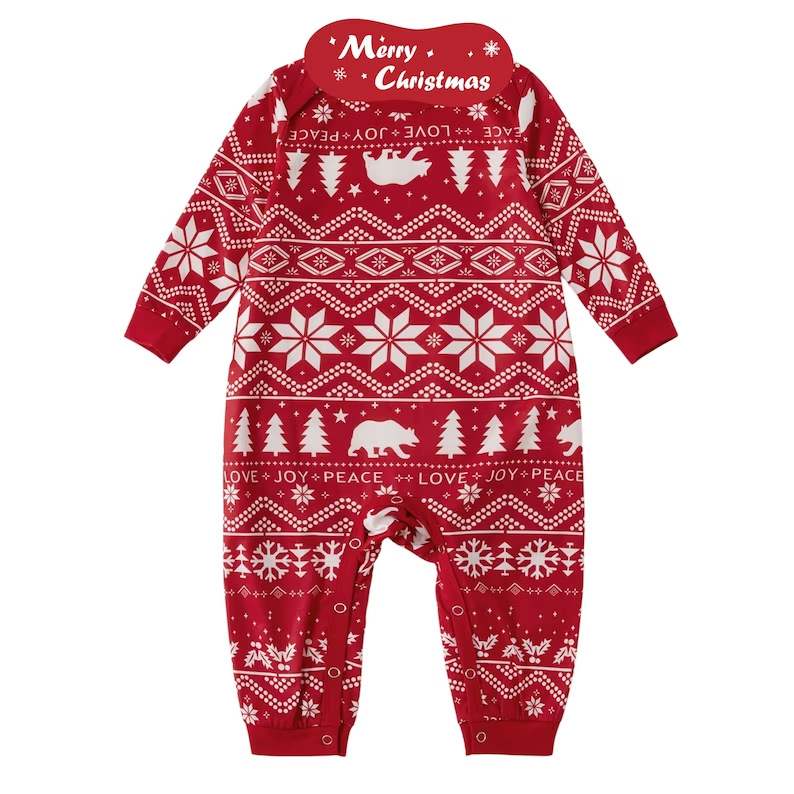 Christmas Family Home Parent Child Suit Printed Pajamas Long Sleeve Round Neck_voghion.com