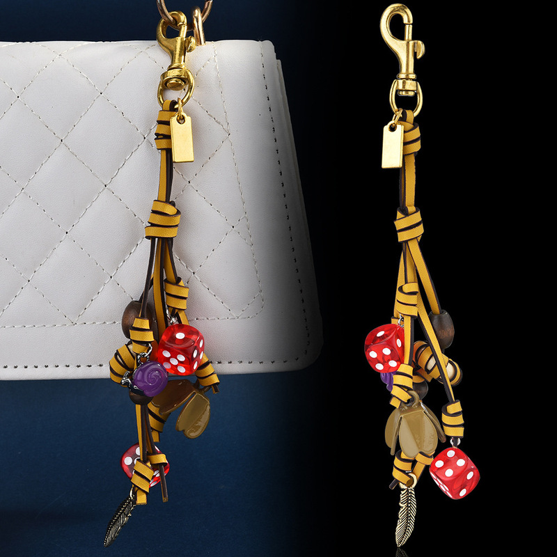 Leather Rope Weaving Leather Flower Snail Sieve Series Extremely Handmade Bag Pendant Women's Climbing Rope Pendant Keychain