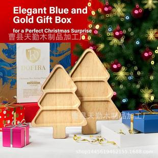 Wooden Christmas Tree-Shaped Tray Divided into Holiday Candy Snack Snack Tray Restaurant Decoration Service Tray