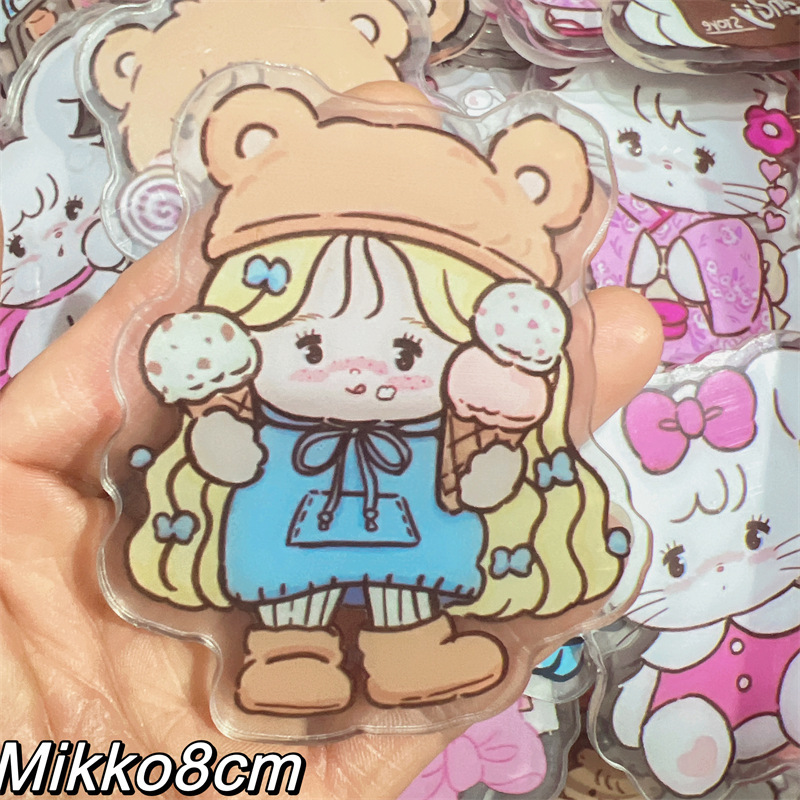 Acrylic double transparent 6cm8cm pendant mobile phone chain beads key chain piece pp clip patch handmade diy accessories wholesale