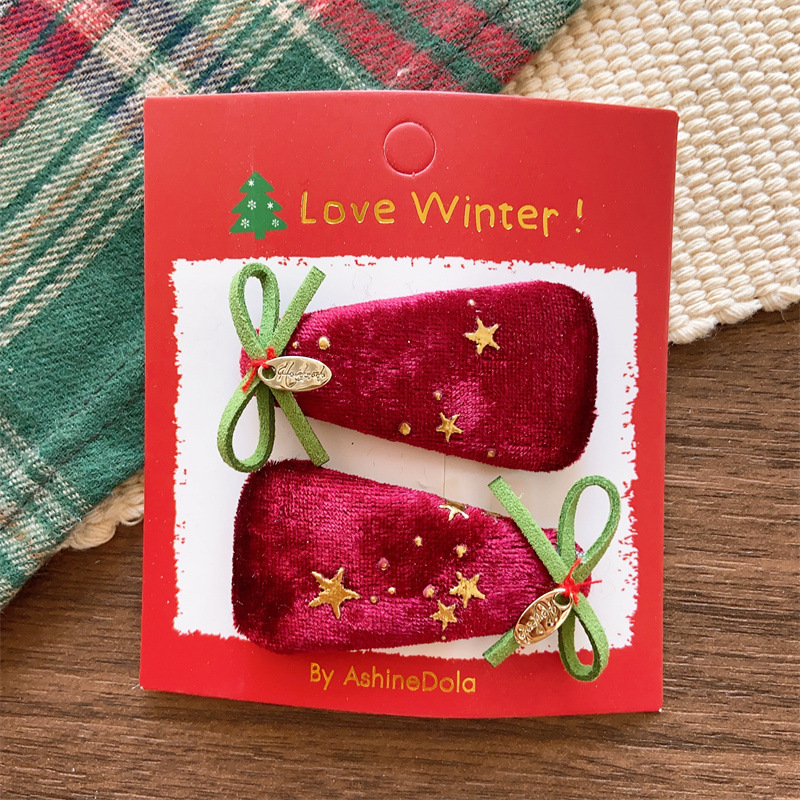 Christmas Bow Hairpin Red And Green Glitter Hair Accessory_voghion.com