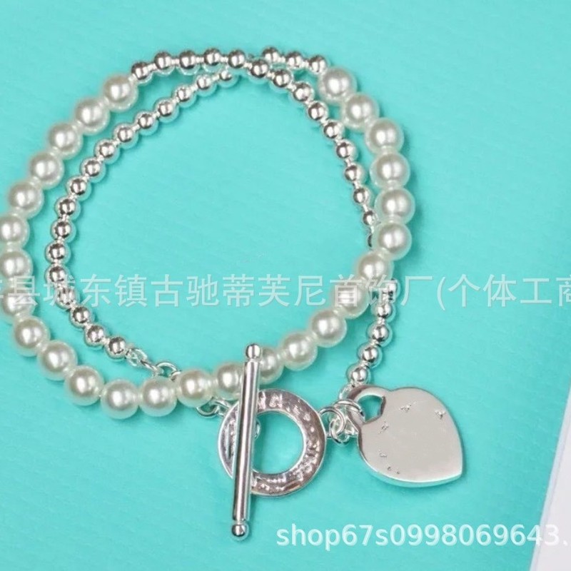 T's 新しいハイバージョン V ゴールドラブパール二層仏ビーズブレスレット女性用 18K ゴールドメッキ小さなフレグランスブレスレットペアバージョン|undefined