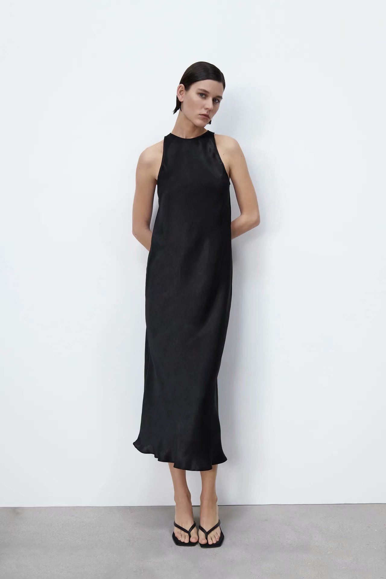 spring sleeveless black dress  NSAM50421