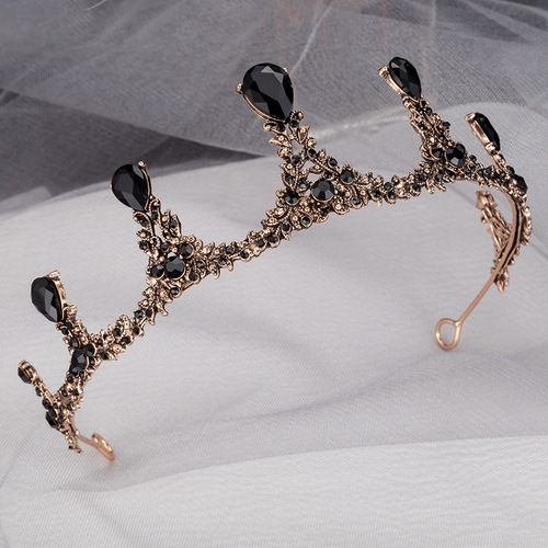 Bridal Crown Baroque New Retro Black Tiara Wedding Dress Wedding Hair Accessories Birthday Queen Crown Adult