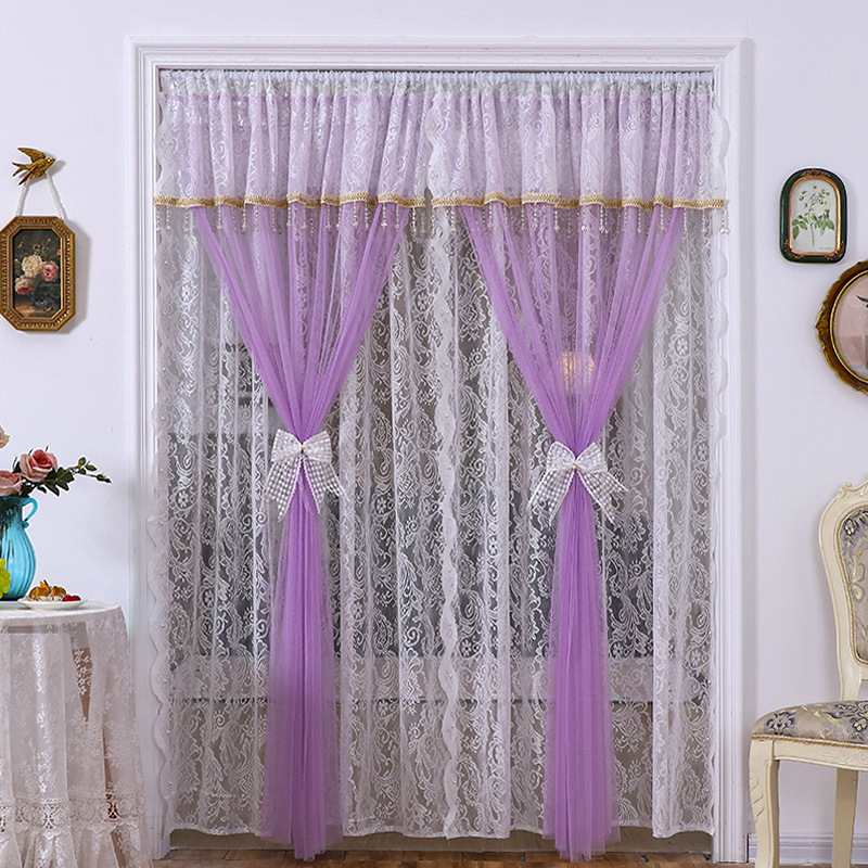 No-Drill Curtains, Sheer Curtains, French-Style Vintage White Lace Bay Window Door Curtains, Privacy Partition Rod-Pull Curtains No-Drill Curtains, Sheer Curtains, French-Style Vintage White Lace Bay Window Door Curtains, Privacy Partition Rod-Pull Curtains