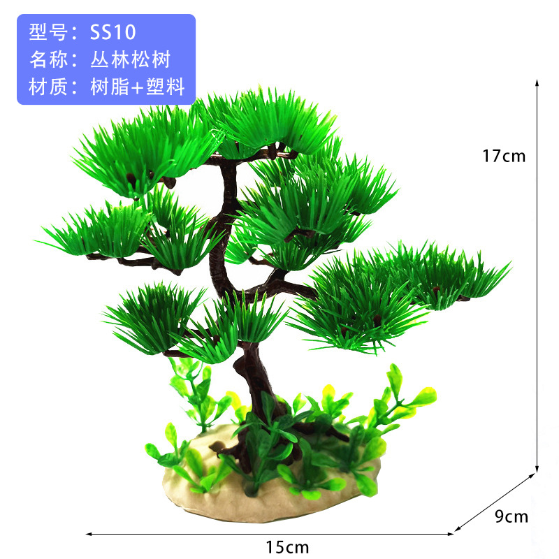 Suministros de reptiles simulación de plantas acuáticas acuario rocalla accesorios de bonsai plato de sushi decoración de pino pesca pescador pino pequeño cocotero