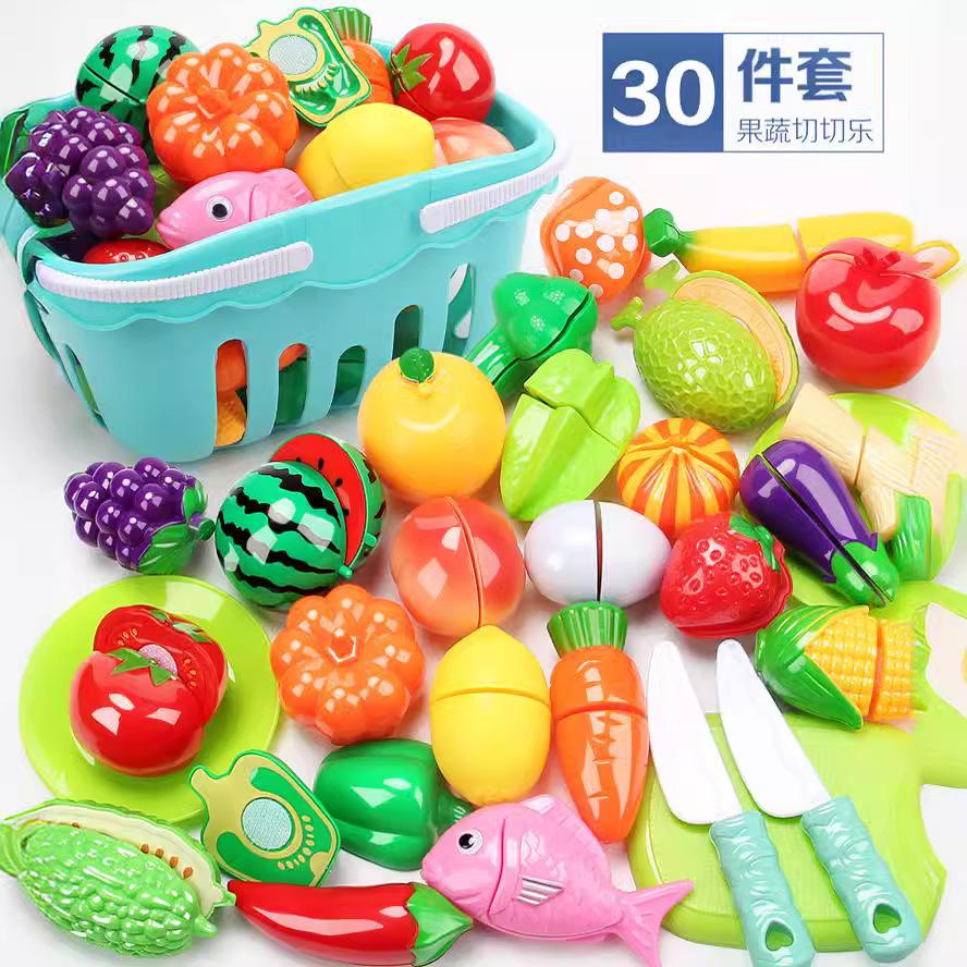 Fruit and vegetable cutting toy set for girls, baby kitchen cooking, pretend play, pizza making, etc.