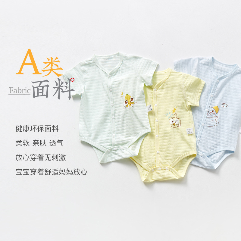 Mameluco de verano para bebé recién nacido, unisex, fino, de manga corta, tipo triángulo, traje para gatear, body para bebé de un mes image 6