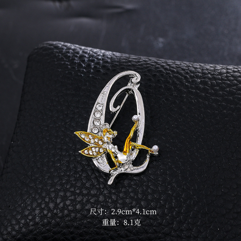 Ángel inglés carta broche moda oro diamante broche aleación ramillete accesorios de ropa PIN