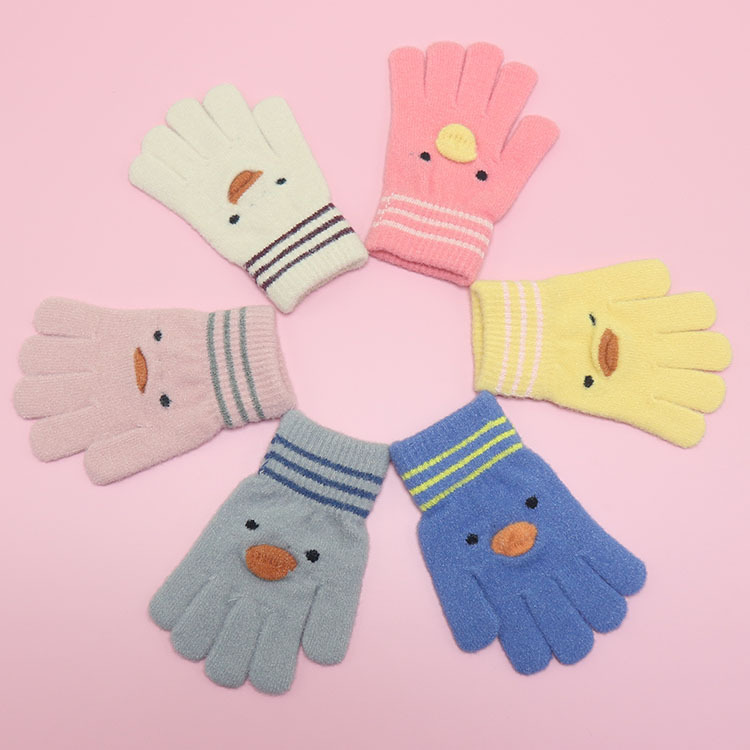 demi-season children's keep warm fleece knitted cartoon gloves for…