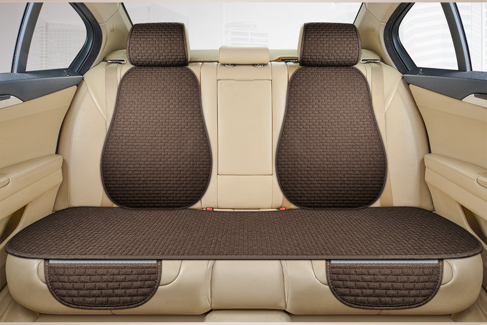 Car cushion four seasons general linen small plaid three-piece factory direct non-slip cushion small waisted