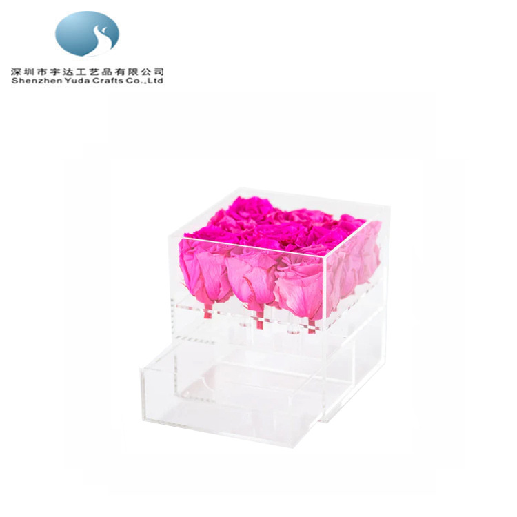实力工厂香皂花收纳盒 15X15X15.5CM玫瑰花礼盒 方形永生花收纳盒