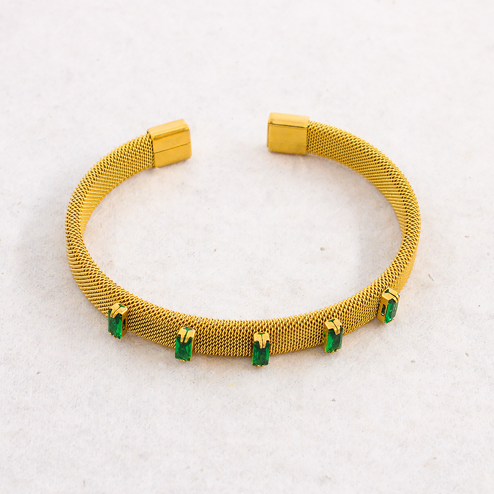 Fashion Geometric Titanium Steel Gold Plated Zircon Bracelets 1 Piece