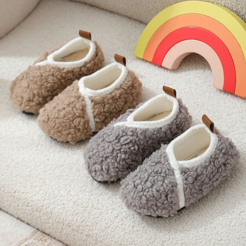 Baby Floor Shoes Autumn and Winter Thickeneded Kidsren's Cotton Slippers Cool and Non-Slip Toddler Soft Bottom Adult Fleece-Lined Floor Socks