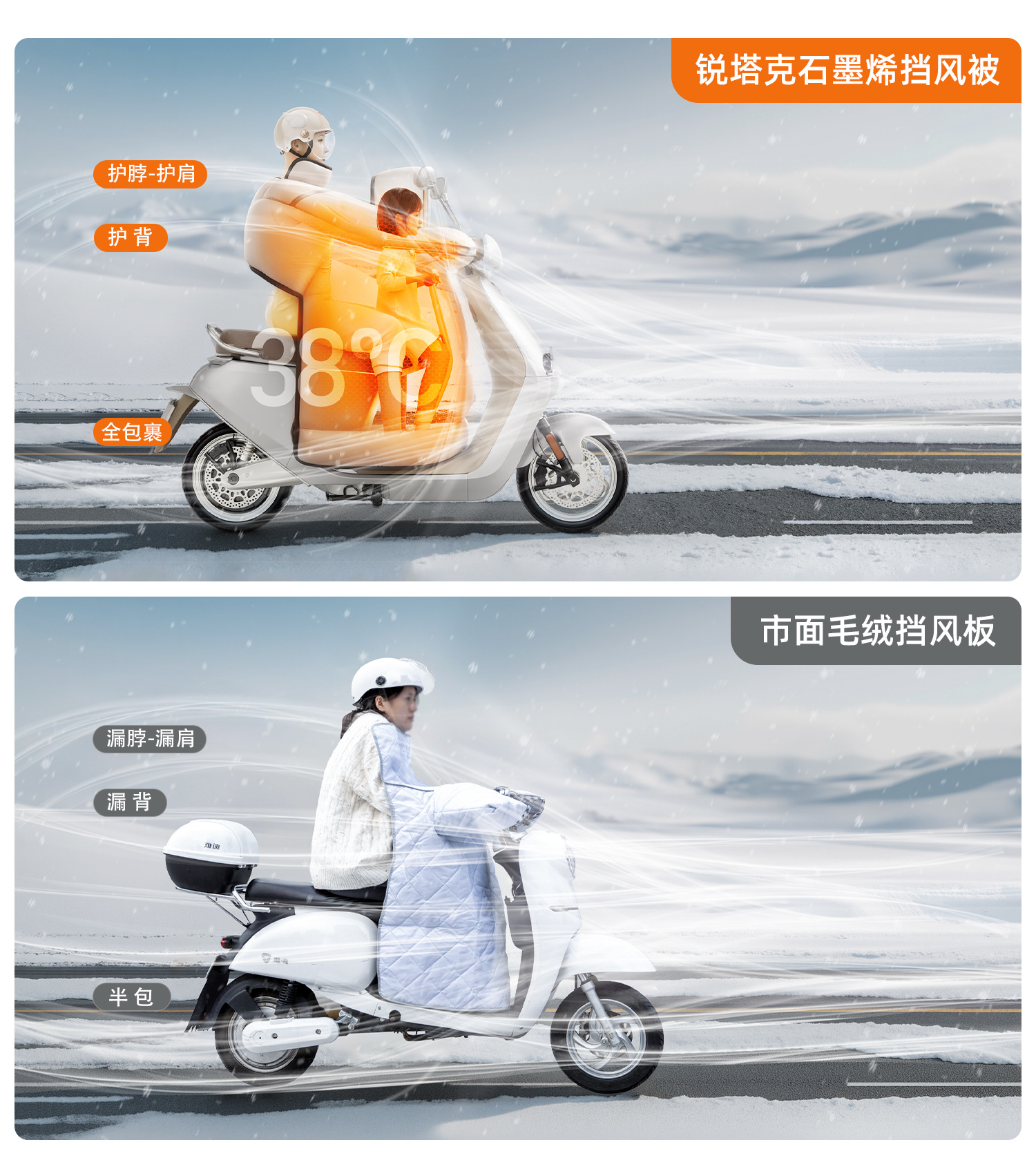 Graphene Children's Parent-Child Model] Electric Vehicle Windshield Quilt with Kidsren in Winter Fleece-Lined and Thickeneded Battery Motorcycle Waterproof