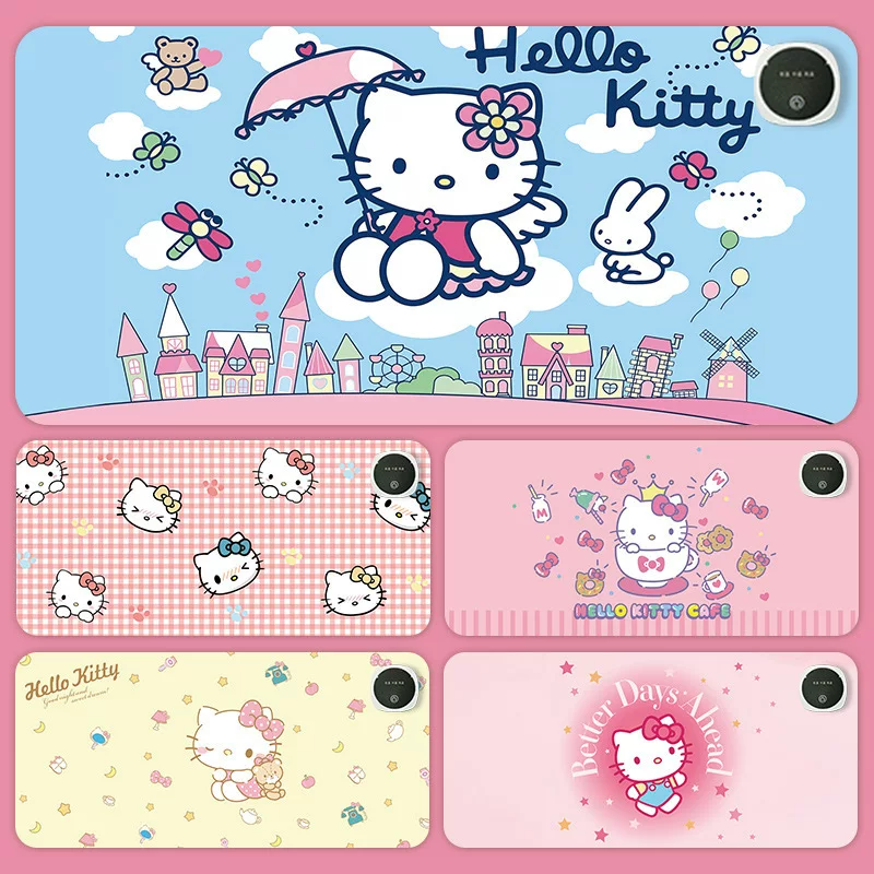 Hello kitty, table mat writing, table teaching laptop, mouse