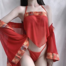 情趣内衣性感新娘装古风肚兜外罩衫制服蕾丝肚兜浴袍夫妻调情套装