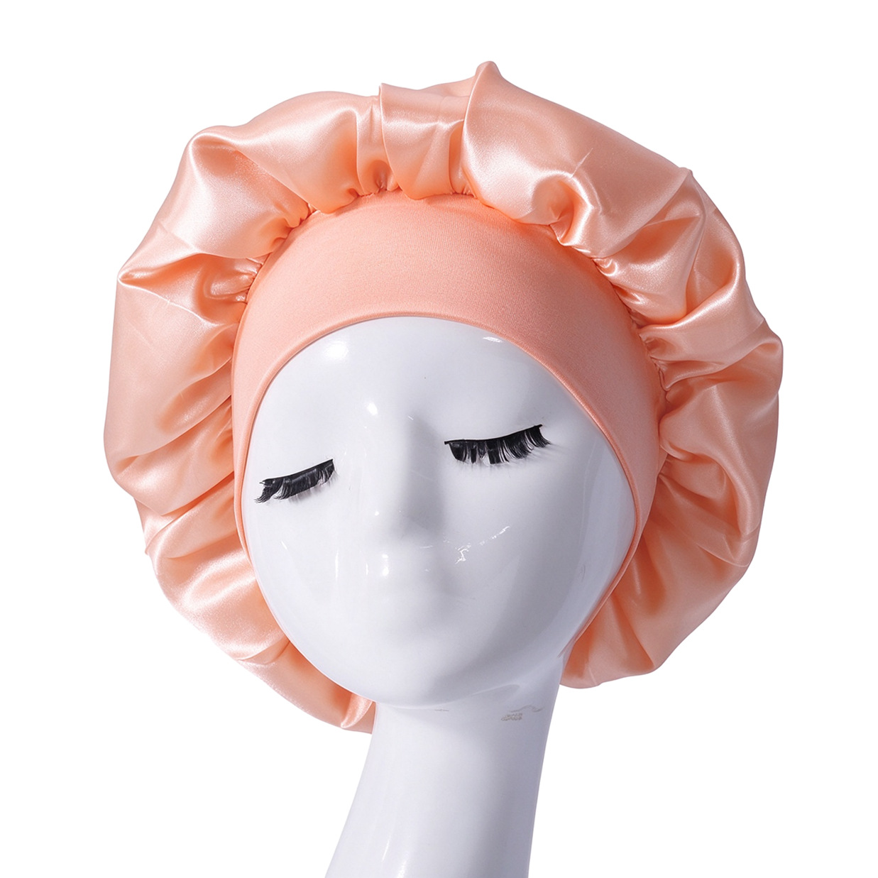 Gorro de Satén de Borde Ancho para Mujer de Poliéster de Color Sólido para Dormir y Cuidado del Cabello image 27