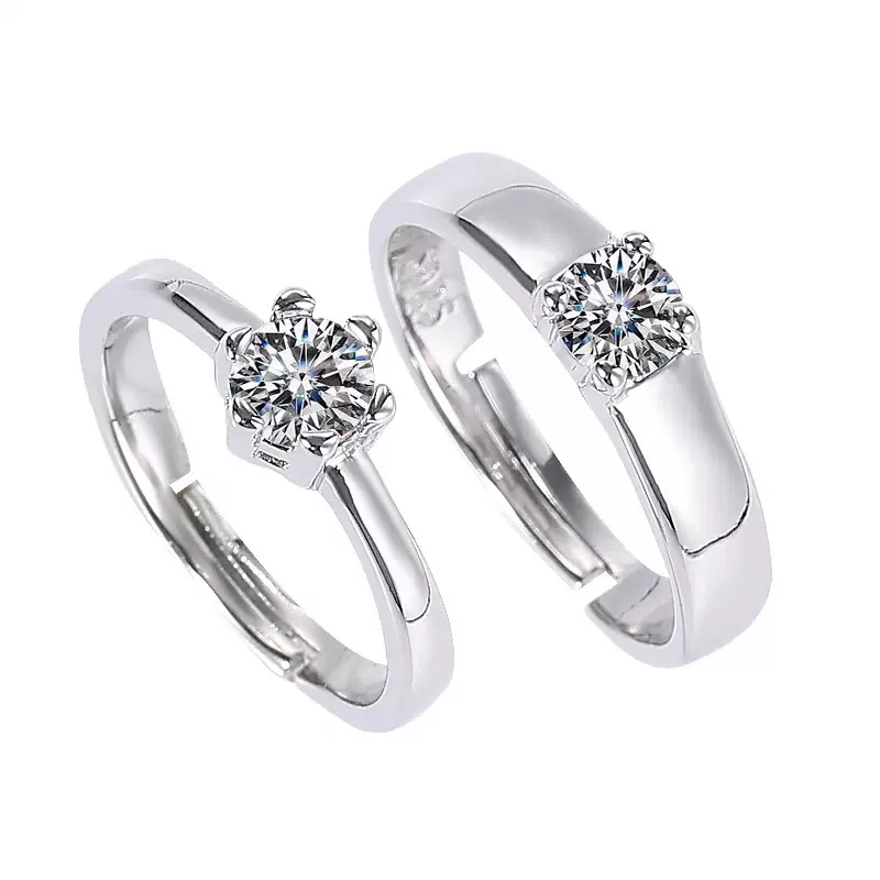 跨境情侣戒指婚戒对戒网红饰品工厂直批外贸浪漫情人节礼物