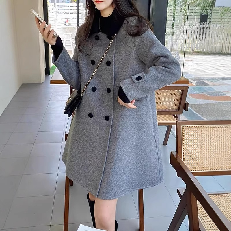 Double-sided Cashmere Wool Coat Women's 2024 Autumn and Winter New Mid-length Korean Woolen Coat Small High-end Sense