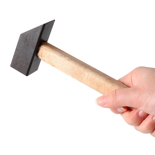 Square trimming hammer, wooden handle metalworking hammer, manual small hammer, fitter hammer, gold and silver jewelry DIY hammering tool