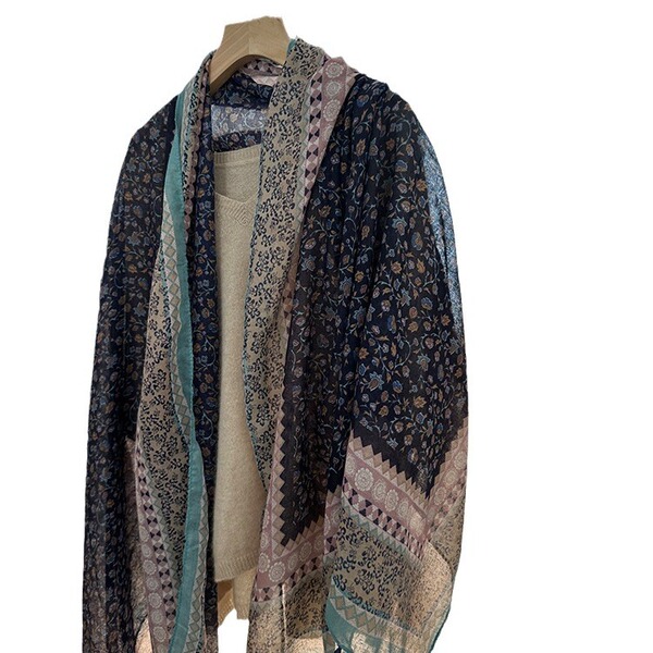Blue and white elegant breathable scarf