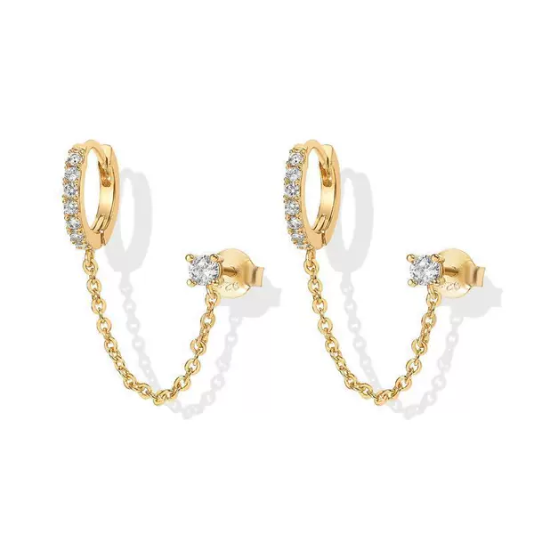 European and American Cross-Border Best-Selling Fashion Versatile Single-Row Diamond Stud Earrings Ins Tassel Personality Hoop Earrings for Women Trendy Earrings
