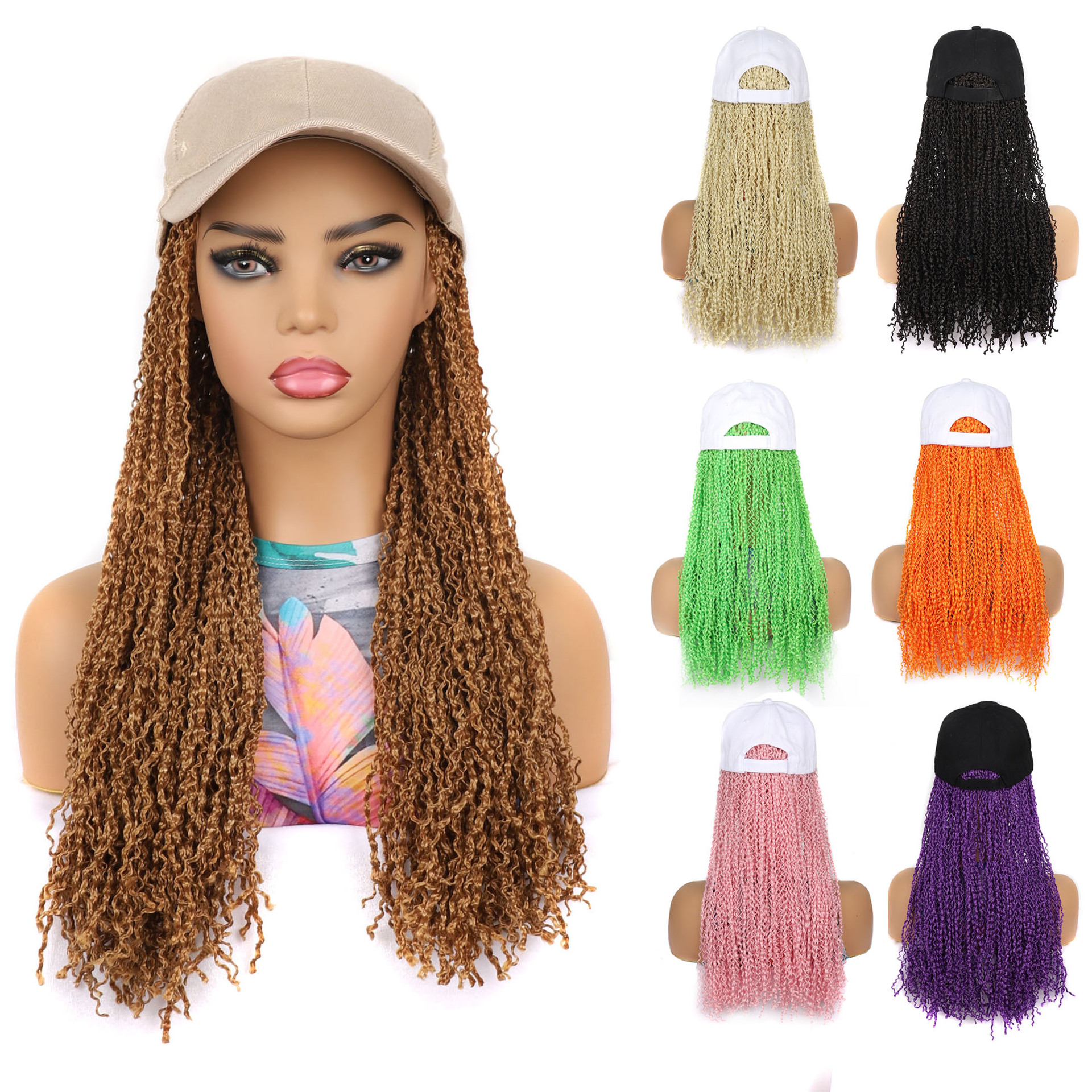 Synthetic wig Dirty hat dirty wig colored reggae braid_voghion.com
