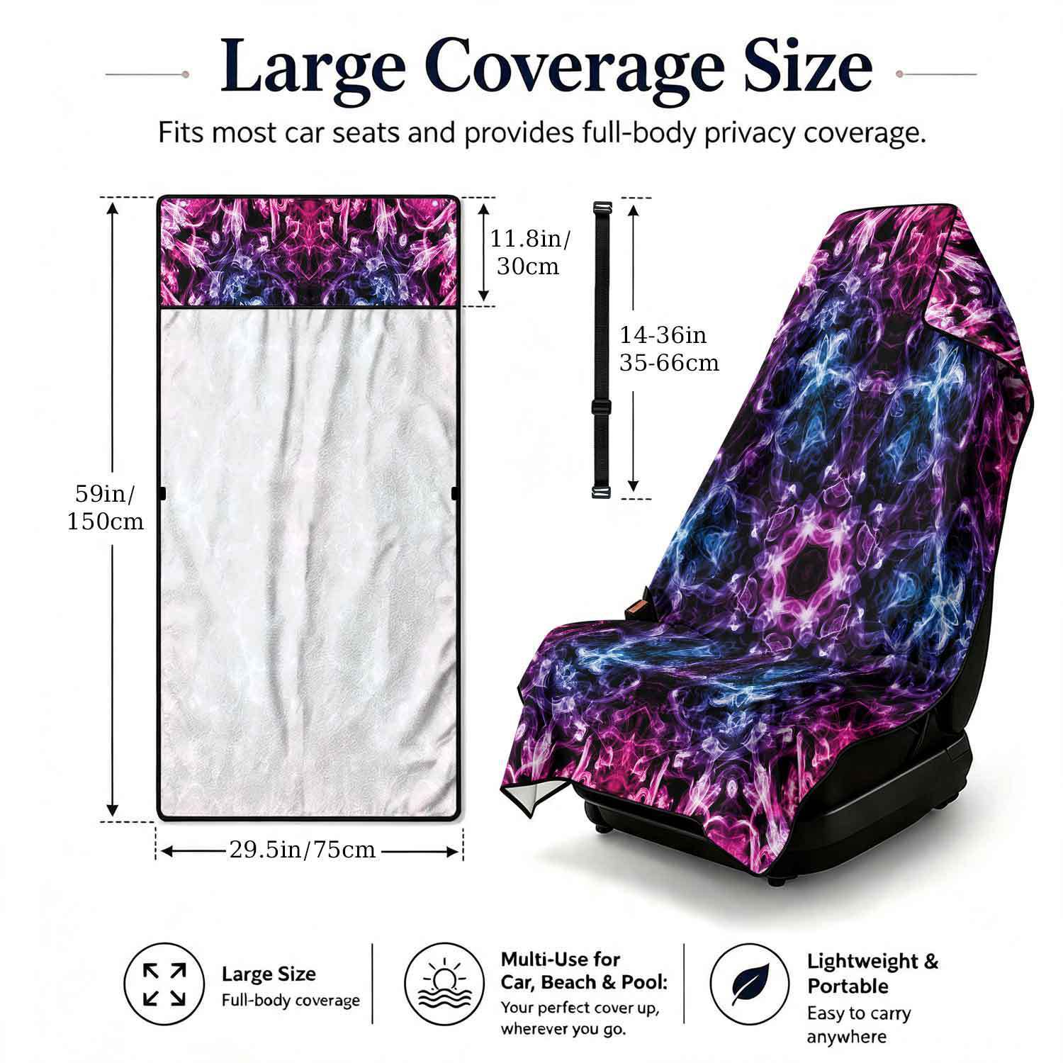 Geometric Bath Towel Car Seat Cover 2-in-1 Microfiber Outdoor Beach Car Dual-Use Universal Seat Cushion